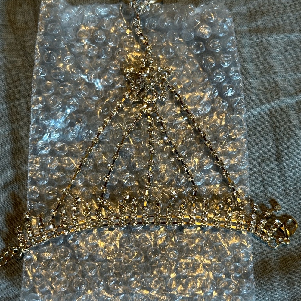 Gold Rhinestone Ring Bracelet
